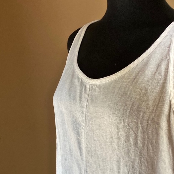 Eileen Fisher White Linen Midi A-line Tank Dress. - Picture 5 of 11